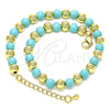 Tobillera Elegante 03.63.2228.1.10 Oro Laminado, Diseño de Bola, con Turquoise Perla, Pulido, Tono Dorado (06 MM Thickness, 10 Inches Length)