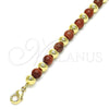 Tobillera Elegante 03.63.2228.3.10 Oro Laminado, Diseño de Bola, con Onix Negro Goldstone Venturina, Pulido, Tono Dorado (06 MM Thickness, 10 Inches Length)