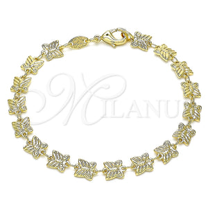 Pulsera Elegante 03.326.0019.07 Oro Laminado, Diseño de Mariposa, Pulido, Tono Dorado (06 MM Thickness, 7 Inches Length)