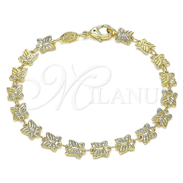 Pulsera Elegante 03.326.0019.07 Oro Laminado, Diseño de Mariposa, Pulido, Tono Dorado (06 MM Thickness, 7 Inches Length)