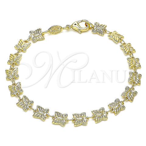 Pulsera Elegante 03.326.0019.07 Oro Laminado, Diseño de Mariposa, Pulido, Tono Dorado (06 MM Thickness, 7 Inches Length)