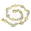 Pulsera Elegante 03.326.0020.07 Oro Laminado, Diseño de Luna y Sol, Pulido, Tono Dorado (08 MM Thickness, 7 Inches Length)