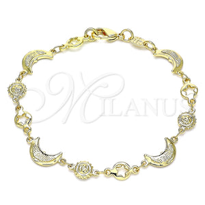 Pulsera Elegante 03.326.0020.07 Oro Laminado, Diseño de Luna y Sol, Pulido, Tono Dorado (08 MM Thickness, 7 Inches Length)