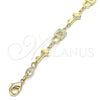 Tobillera Elegante 03.326.0021.10 Oro Laminado, Diseño de Candado y Llave, Pulido, Tono Dorado (08 MM Thickness, 10 Inches Length)
