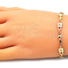 Pulsera Elegante 03.326.0021.08 Oro Laminado, Diseño de Candado y Llave, Pulido, Tono Dorado (06 MM Thickness, 8 Inches Length)