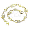 Pulsera Elegante 03.326.0021.08 Oro Laminado, Diseño de Candado y Llave, Pulido, Tono Dorado (06 MM Thickness, 8 Inches Length)