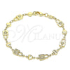 Pulsera Elegante 03.326.0022.08 Oro Laminado, Diseño de Candado y Corazón, Pulido, Tono Dorado (06 MM Thickness, 8 Inches Length)
