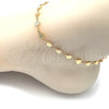 Tobillera Elegante 03.326.0024.10 Oro Laminado, Diseño de Corazón, Diamantado, Tono Dorado (06 MM Thickness, 10 Inches Length)