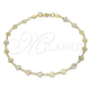Tobillera Elegante 03.326.0024.10 Oro Laminado, Diseño de Corazón, Diamantado, Tono Dorado (06 MM Thickness, 10 Inches Length)