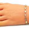 Pulsera Elegante 03.326.0024.07 Oro Laminado, Diseño de Corazón, Diamantado, Tono Dorado (06 MM Thickness, 7 Inches Length)