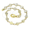 Pulsera Elegante 03.326.0024.07 Oro Laminado, Diseño de Corazón, Diamantado, Tono Dorado (06 MM Thickness, 7 Inches Length)