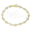 Pulsera Elegante 03.326.0024.07 Oro Laminado, Diseño de Corazón, Diamantado, Tono Dorado (06 MM Thickness, 7 Inches Length)