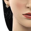 Arete Dormilona 02.310.0053 Oro Laminado, Diseño de Baguette, con Champan Zirconia Cubica, Pulido, Tono Dorado