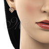 Arete Dormilona 02.310.0053.1 Oro Laminado, Diseño de Baguette, con Rosado Zirconia Cubica, Pulido, Tono Dorado