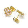 Arete Dormilona 02.310.0053.1 Oro Laminado, Diseño de Baguette, con Rosado Zirconia Cubica, Pulido, Tono Dorado