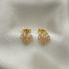 Arete Dormilona 02.310.0053.1 Oro Laminado, Diseño de Baguette, con Rosado Zirconia Cubica, Pulido, Tono Dorado