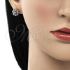 Arete Dormilona 02.310.0023.1 Oro Laminado, Diseño de Flor, con Amatista and Blanca Zirconia Cubica, Pulido, Tono Dorado