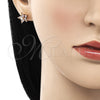 Arete Dormilona 02.310.0024.1 Oro Laminado, Diseño de Flor, con Rosado Zirconia Cubica, Pulido, Tono Dorado