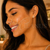 Arete Dormilona 02.310.0024.1 Oro Laminado, Diseño de Flor, con Rosado Zirconia Cubica, Pulido, Tono Dorado