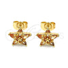 Arete Dormilona 02.310.0060 Oro Laminado, Diseño de Estrella, con Chanpan Oscuro Zirconia Cubica, Pulido, Tono Dorado