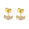 Arete Dormilona 02.310.0063 Oro Laminado, con Rosado and Blanca Zirconia Cubica, Pulido, Tono Dorado