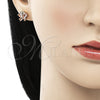Arete Dormilona 02.310.0064.1 Oro Laminado, Diseño de Mariposa, con Rosado and Blanca Zirconia Cubica, Pulido, Tono Dorado