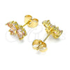 Arete Dormilona 02.310.0064.1 Oro Laminado, Diseño de Mariposa, con Rosado and Blanca Zirconia Cubica, Pulido, Tono Dorado