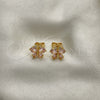 Arete Dormilona 02.310.0064.1 Oro Laminado, Diseño de Mariposa, con Rosado and Blanca Zirconia Cubica, Pulido, Tono Dorado
