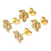 Arete Dormilona 02.310.0064.1 Oro Laminado, Diseño de Mariposa, con Rosado and Blanca Zirconia Cubica, Pulido, Tono Dorado