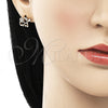 Arete Dormilona 02.310.0080 Oro Laminado, Diseño de Elefante, con Blanca Micro Pave, Pulido, Tono Dorado