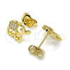 Arete Dormilona 02.310.0080 Oro Laminado, Diseño de Elefante, con Blanca Micro Pave, Pulido, Tono Dorado