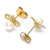 Arete Dormilona 02.310.0087 Oro Laminado, Diseño de Abeja, con Marfil Perla, Pulido, Tono Dorado