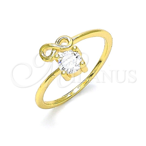 Anillo Multi Piedra 01.310.0003 Oro Laminado, Diseño de Infinito, con Blanca Zirconia Cubica, Pulido, Tono Dorado (One size fits all)
