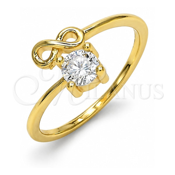 Anillo Multi Piedra 01.310.0003 Oro Laminado, Diseño de Infinito, con Zirconia Cubica Blanca, Pulido, Tono Dorado (Talla Unica)