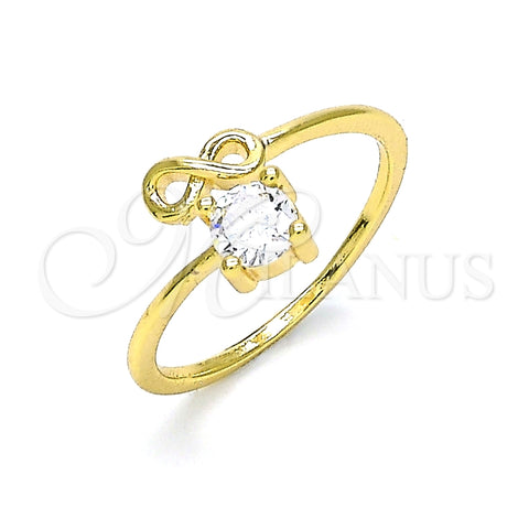 Anillo Multi Piedra 01.310.0003 Oro Laminado, Diseño de Infinito, con Blanca Zirconia Cubica, Pulido, Tono Dorado (One size fits all)