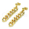 Arete Largo 02.63.2734 Oro Laminado, Diseño de Miami Cubana, Pulido, Tono Dorado