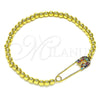 Pulsera Elegante 03.313.0040.07 Oro Laminado, Diseño de Paperclip y Bead Expandible, con Multicolor Micro Pave, Pulido, Tono Dorado (04 MM Thickness, 7 Inches Length)