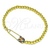 Pulsera Elegante 03.313.0040.07 Oro Laminado, Diseño de Paperclip y Bead Expandible, con Multicolor Micro Pave, Pulido, Tono Dorado (04 MM Thickness, 7 Inches Length)