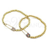 Pulsera Elegante 03.313.0040.07 Oro Laminado, Diseño de Paperclip y Bead Expandible, con Multicolor Micro Pave, Pulido, Tono Dorado (04 MM Thickness, 7 Inches Length)