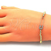 Pulsera Elegante 03.313.0040.1.07 Oro Laminado, Diseño de Paperclip y Bead Expandible, con Blanca Micro Pave, Pulido, Tono Dorado (04 MM Thickness, 7 Inches Length)