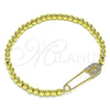 Pulsera Elegante 03.313.0040.1.07 Oro Laminado, Diseño de Paperclip y Bead Expandible, con Blanca Micro Pave, Pulido, Tono Dorado (04 MM Thickness, 7 Inches Length)
