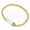 Pulsera Elegante 03.313.0040.1.07 Oro Laminado, Diseño de Paperclip y Bead Expandible, con Blanca Micro Pave, Pulido, Tono Dorado (04 MM Thickness, 7 Inches Length)