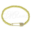 Pulsera Elegante 03.313.0040.1.07 Oro Laminado, Diseño de Paperclip y Bead Expandible, con Blanca Micro Pave, Pulido, Tono Dorado (04 MM Thickness, 7 Inches Length)