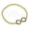 Pulsera Elegante 03.156.0024.1.07 Oro Laminado, Diseño de Infinito y Bead Expandible, con Multicolor Micro Pave, Pulido, Tono Dorado (04 MM Thickness, 7 Inches Length)