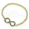 Pulsera Elegante 03.156.0024.1.07 Oro Laminado, Diseño de Infinito y Bead Expandible, con Multicolor Micro Pave, Pulido, Tono Dorado (04 MM Thickness, 7 Inches Length)