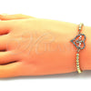 Pulsera Bolo Ajustable 03.381.0037.1.11 Oro Laminado, Diseño de Mama y Niñita Pequeña, con Multicolor Micro Pave, Pulido, Tono Dorado (04 MM Thickness, 11 Inches Length)