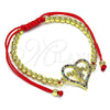 Pulsera Bolo Ajustable 03.381.0037.1.11 Oro Laminado, Diseño de Mama y Niñita Pequeña, con Multicolor Micro Pave, Pulido, Tono Dorado (04 MM Thickness, 11 Inches Length)