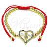 Pulsera Bolo Ajustable 03.381.0037.1.11 Oro Laminado, Diseño de Mama y Niñita Pequeña, con Multicolor Micro Pave, Pulido, Tono Dorado (04 MM Thickness, 11 Inches Length)
