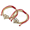 Pulsera Bolo Ajustable 03.381.0037.1.11 Oro Laminado, Diseño de Mama y Niñita Pequeña, con Multicolor Micro Pave, Pulido, Tono Dorado (04 MM Thickness, 11 Inches Length)