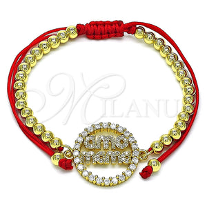 Pulsera Bolo Ajustable 03.381.0042.11 Oro Laminado, Diseño de Mama, con Blanca Micro Pave, Pulido, Tono Dorado (04 MM Thickness, 11 Inches Length)